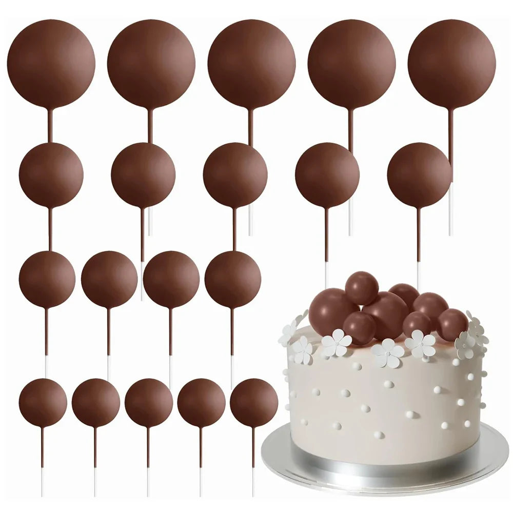 20Pcs Colorful Cake Topper Balls – Gold, Silver & Pastel DIY Cake Decorations for Birthday, Wedding & Party Supplies