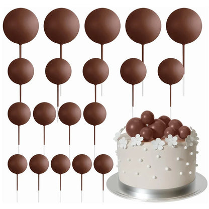 20Pcs Colorful Cake Topper Balls – Gold, Silver & Pastel DIY Cake Decorations for Birthday, Wedding & Party Supplies