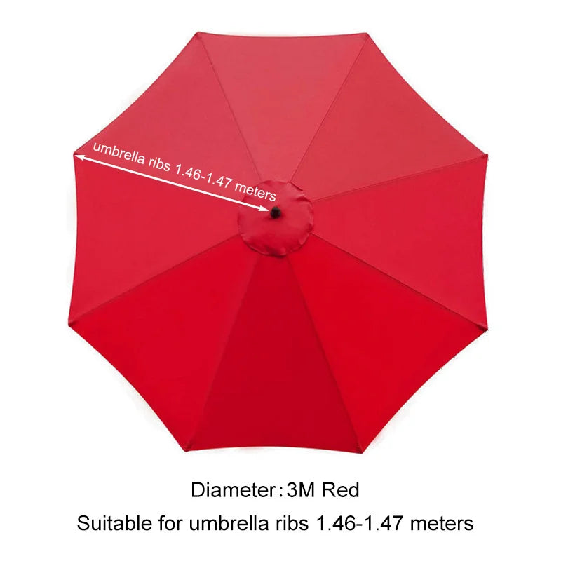Umbrella Replacement Canopy 6/8 Ribs – Waterproof Patio Parasol Cover for 7.5/9/10ft Outdoor Beach & Garden (No Stand)