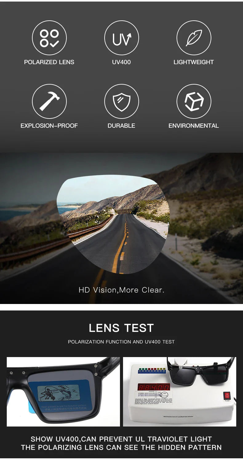NEW Luxury Brand Mirrored Polarized Sunglasses — Men’s Sport Goggles with UV400 Protection & Case