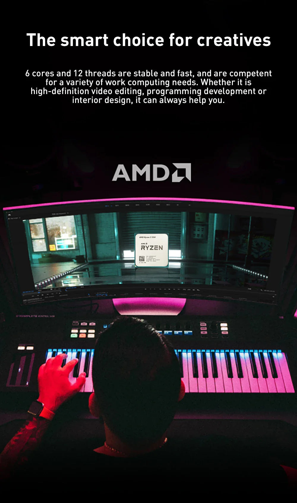 AMD Ryzen 5 5500 CPU Processor - 6-Core, 12-Thread, 3.6GHz, 16MB L3 Cache, 7NM, Socket AM4 (No Fan)