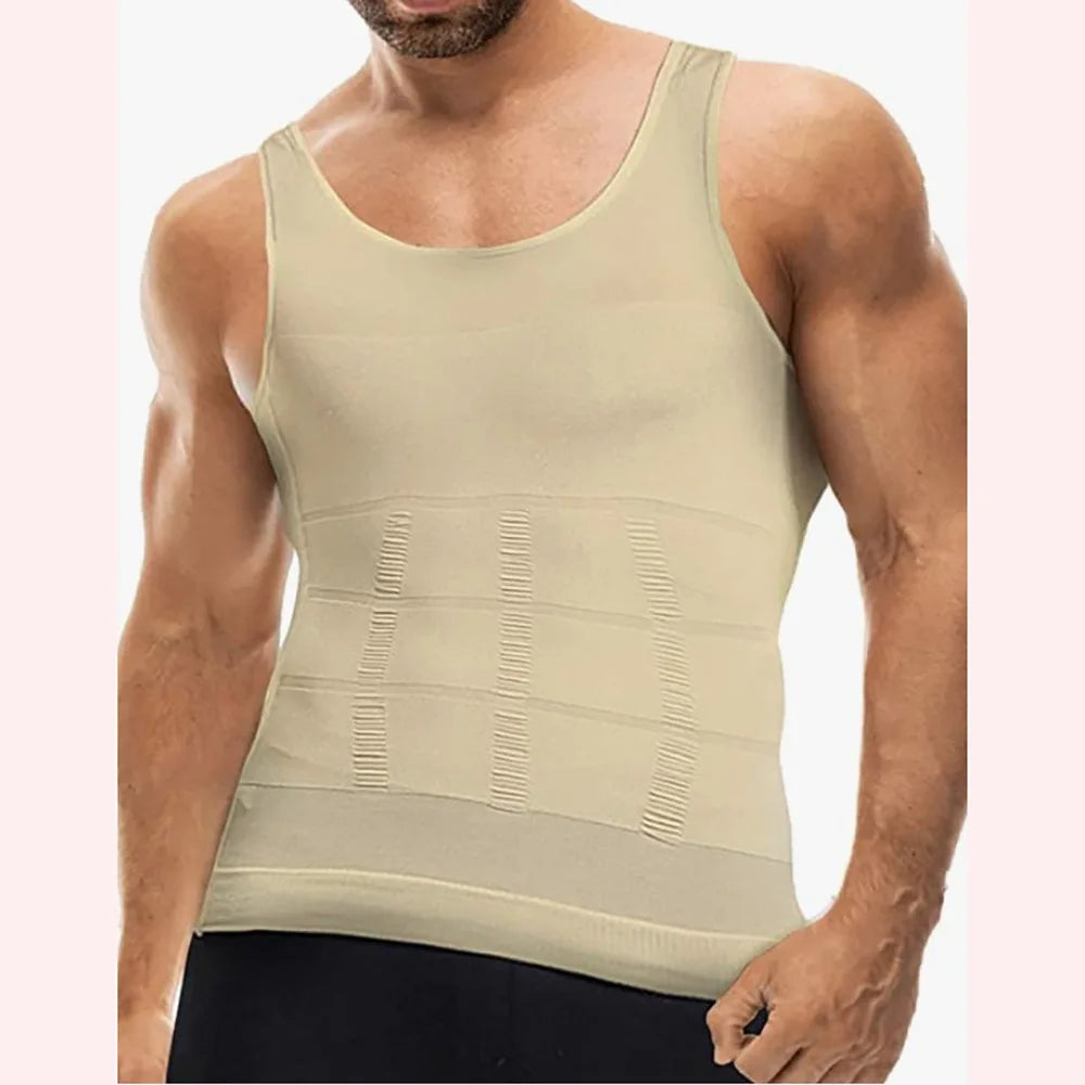 YBFDO Men's Slimming Body Shaper Compression Vest - Seamless Waist Trainer Tank Top for Weight Loss and Belly Control