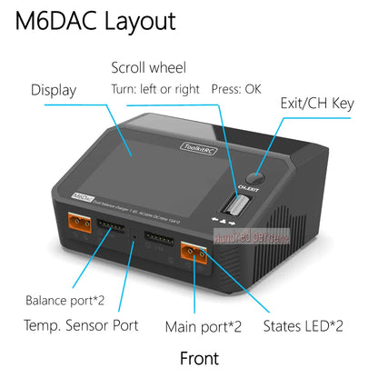 NEW ToolkitRC M6DAC Dual Channel Smart LiPo Battery Charger – 200W AC, 350W DC, 15A for 1-6S LiHV with 65W PD