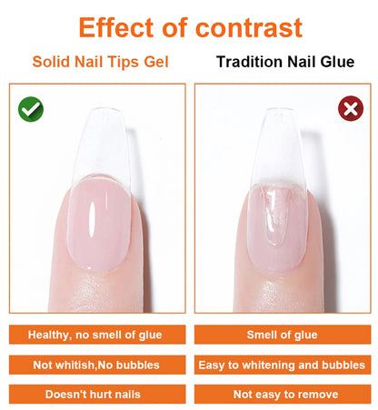 8g Multifunctional Solid Nail Tips Gel – Non-Stick Rhinestone Gel Glue for DIY Home Manicure