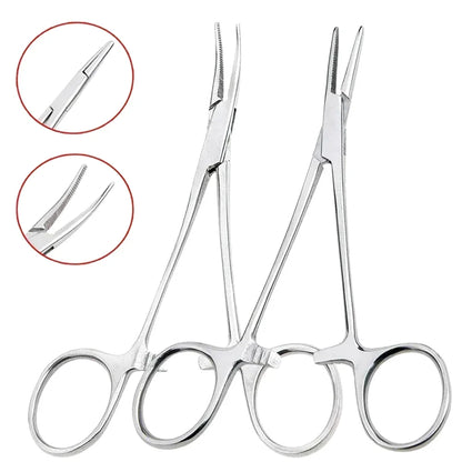 Stainless Steel Hemostatic Forceps – Surgical Locking Clamp Tool, Curved & Straight Tip Fishing Pliers & Medical Hemostat Tool