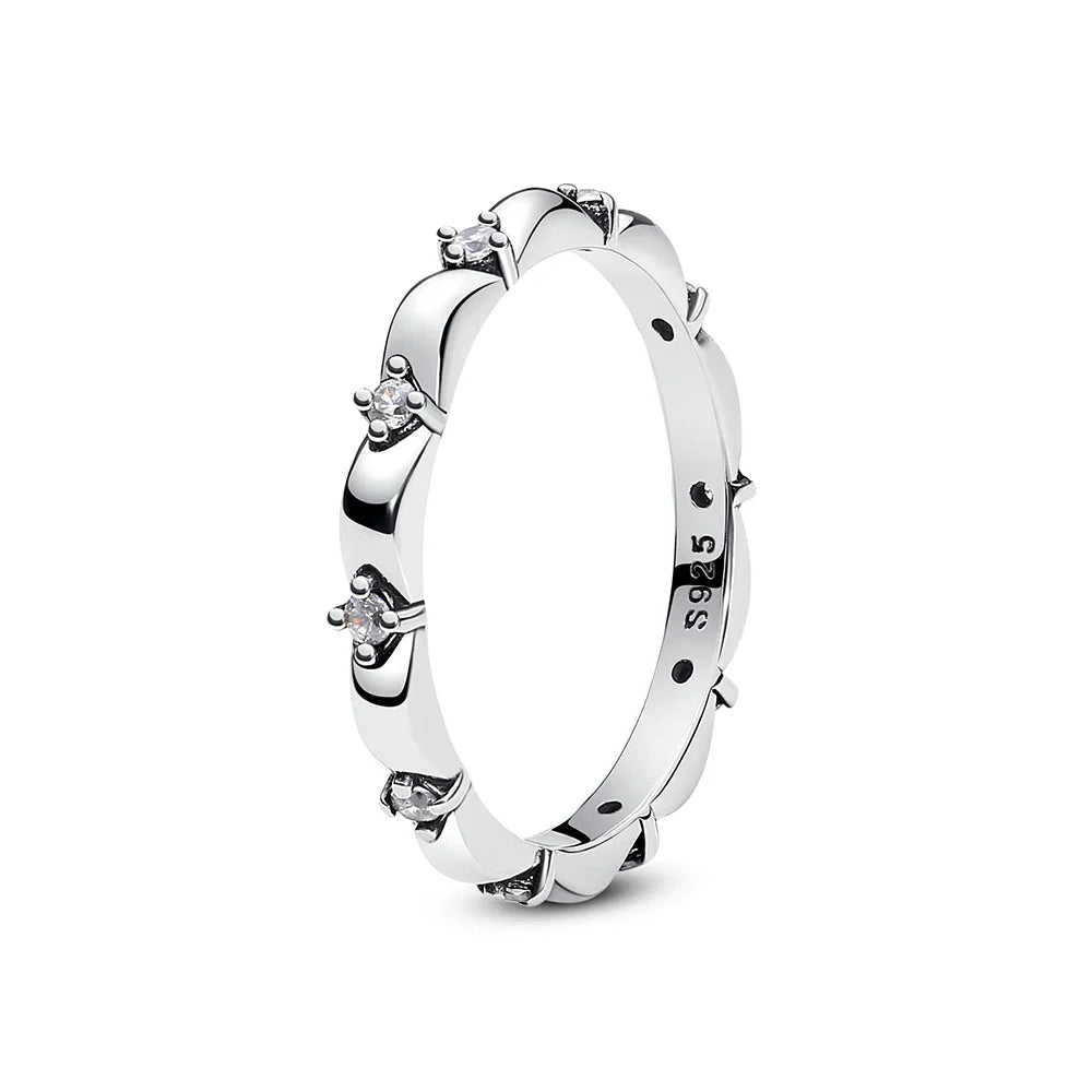 925 Sterling Silver Women’s Ring – Crown, Heart & Wishbone Design with Crystal, Rose Gold Engagement & Wedding Jewelry