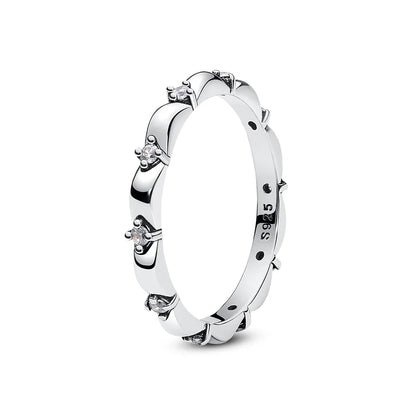 925 Sterling Silver Women’s Ring – Crown, Heart & Wishbone Design with Crystal, Rose Gold Engagement & Wedding Jewelry