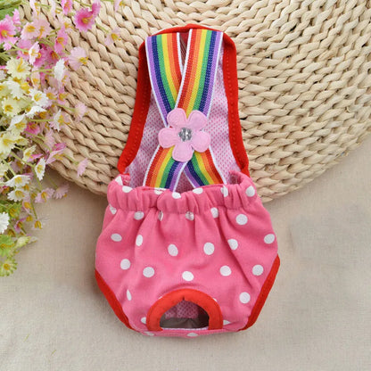 Pet Denim Female Panties - Adjustable Strap Dog Cat Shorts Anti-Harassment Safety Underwear for Small Pets