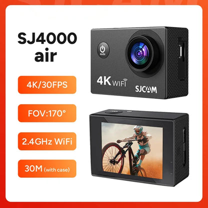 SJCAM SJ4000 Air Action Camera — 4K Video, 30M Waterproof, 2.4G WiFi Sports Cam for Bicycles & Motorcycles
