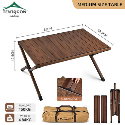 Hispeed Outdoor Camping Folding IGT Table – Multifunctional Wood Table with Gas Stove for BBQ, Picnic & Camp Grill