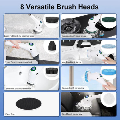 Effortless Cleaning Solution: 8-in-1 Multifunctional Electric Cleaning Brush - Wireless and Rotatable for Bathroom, Kitchen, Windows, and Toilet