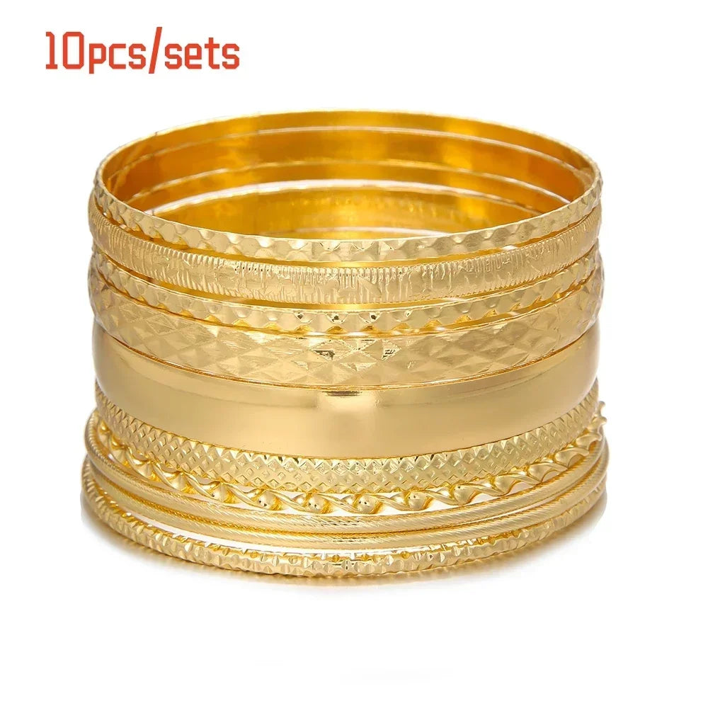 12Pcs Punk Curb Cuban Chain Bracelet Set for Women – Gold Miami Boho Thick Charm Bangles Fashion Jewelry