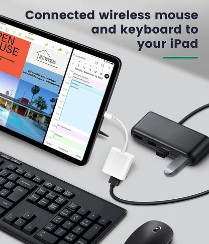 OTG Adapter Lightning to USB 3.0 – Fast Charge & Data Converter Cable for iPhone 14/13/12/11/X/XS/XR/8, USB-C Splitter Compatible