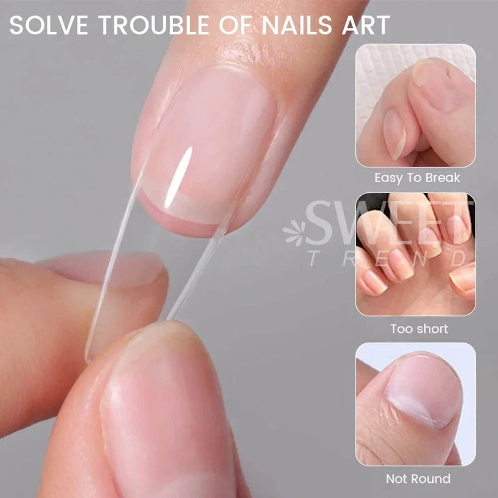 550pcs Soft Gel Nail Tips - Medium Short Almond & Coffin Full Cover Press On Nail Extension Kit