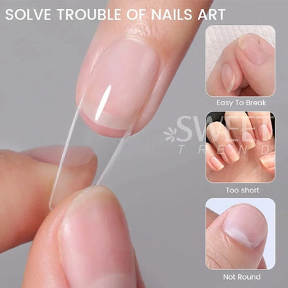 550pcs Soft Gel Nail Tips - Medium Short Almond & Coffin Full Cover Press On Nail Extension Kit