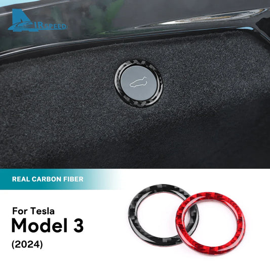 Soft Carbon Fiber Sticker — Interior Trim for Tesla Model 3 Highland 2024 & Model Y 2025, Car Trunk Switch Button Accessory