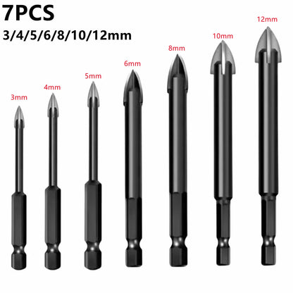 Cross Hexagonal Ceramic Tile Drill Bit – Alloy Triangular Glass, Ceramic & Concrete Hole Opener, Sizes 3-12mm