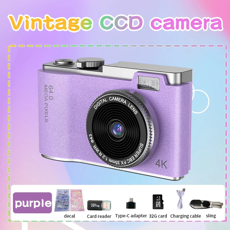 4K Digital Camera – 64MP Photography & Video Camcorder for Kids, Adults & Beginners | Rechargeable with 2.4 Inch Screen