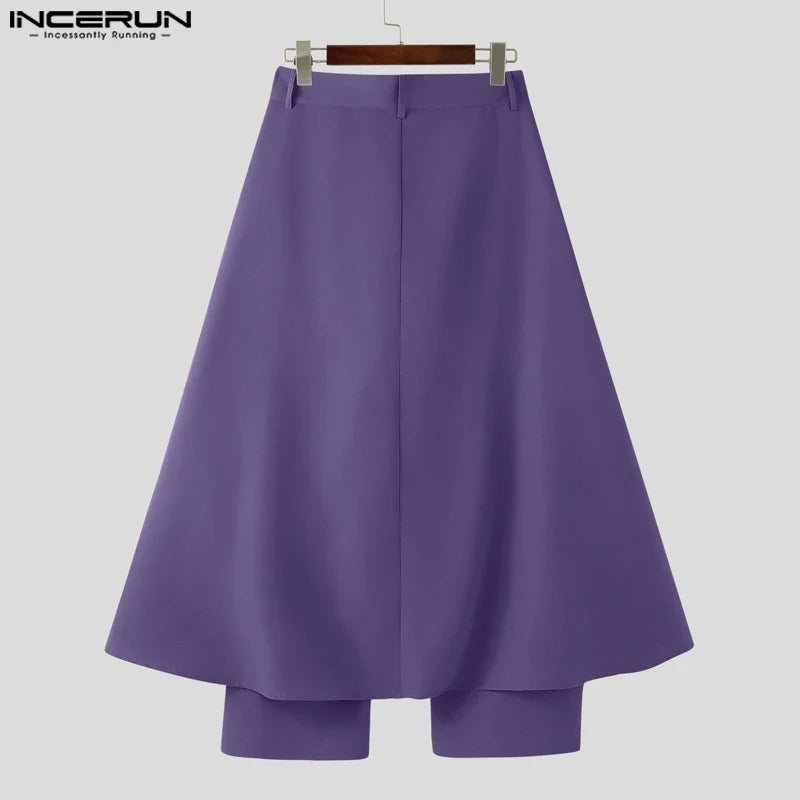 INCERUN Men Irregular Jogger Pants - Loose Casual Streetwear Trousers Solid Color Fashion Long Pants S-5XL