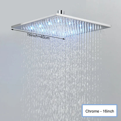 Black Ceiling Mounted LED Rainfall Shower Head – Intelligent Remote Control Concealed Waterfall Tap