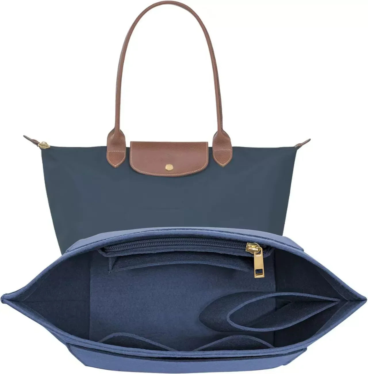 Longchamp Le Pliage S/ML Purse Organizer Insert — Custom Felt Liner with Multi-Compartment Bag Organizer