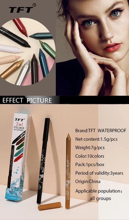 Waterproof Long-Lasting Eyeliner Pencil – Colorful Gel Eye Liner Pen in Blue, Black & White for Makeup and Beauty