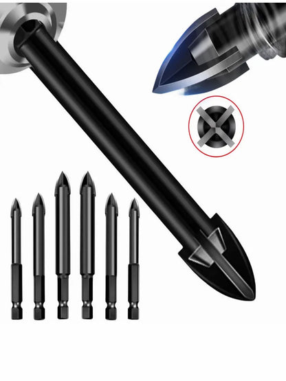 Cross Hexagonal Ceramic Tile Drill Bit – Alloy Triangular Glass, Ceramic & Concrete Hole Opener, Sizes 3-12mm