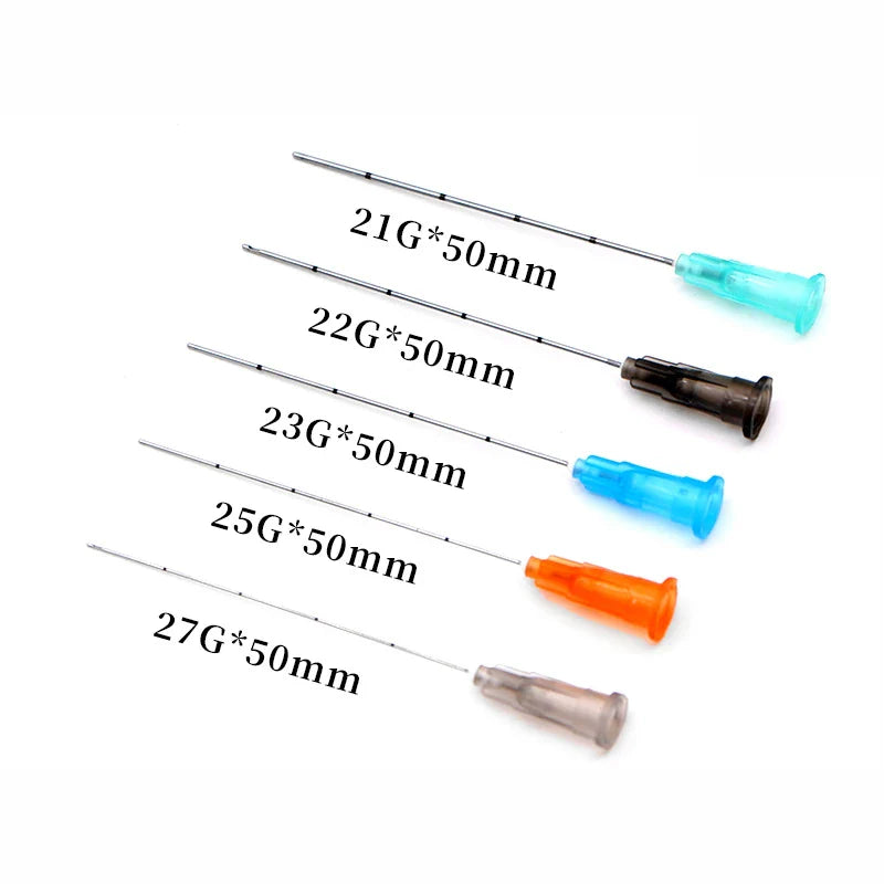 Medical Sterile Microcannula 25G — 50mm & 70mm Blunt Tip Needle for Hyaluronic Acid Fillers