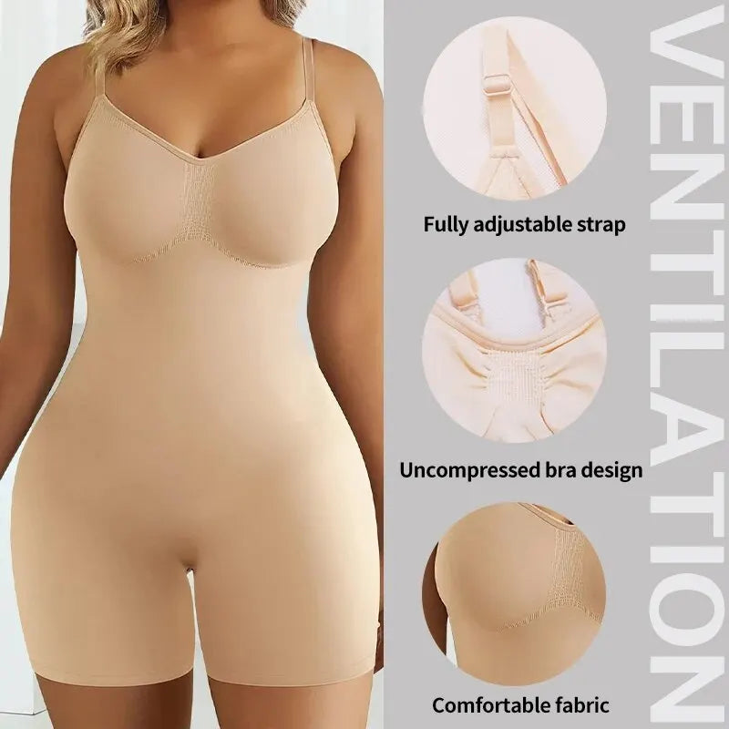 Seamless High Waist Body Shaper: Tummy Control Shapewear Bodysuit for Women - Stretchy Flat Belly Belt Design