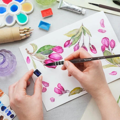 Dainayw 10-Piece Watercolor Brush Set – Organic Blue Squirrel & Horse Hair Mop Brushes for Acrylic, Watercolor, and Multi-Function Painting