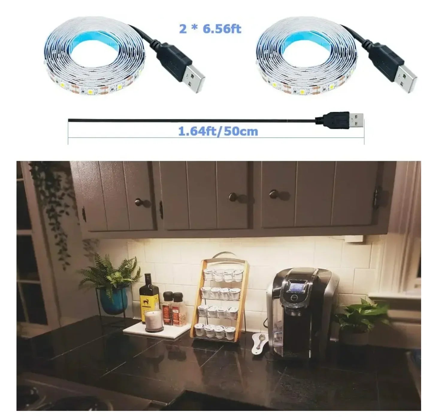 DC 5V USB LED Strip Light 2835 White & Warm White Flexible Tape Light for TV Backlight Home Decor and Ambient Lighting 1–5m