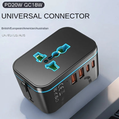 GaN Fast Charger Adapter — Multi-Port Global Travel Converter for Worldwide Use