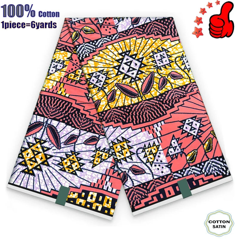 African Real Wax Fabric - High Quality 100% Cotton Ankara Pagne for Women’s Dresses