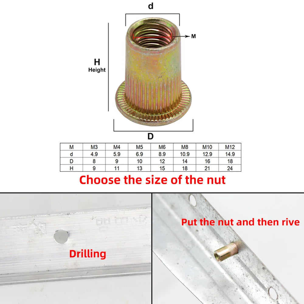 Hand Rivet Nut Gun — Manual Riveter Tool for M3-M10 Nuts with Easy Installation Accessory
