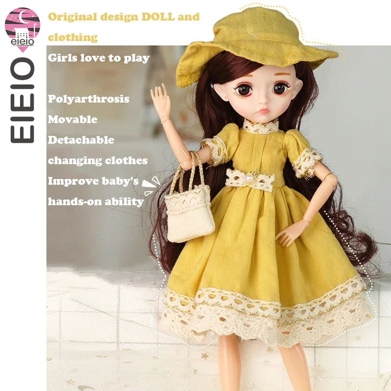 26cm BJD Doll for Girls – Purple Hair Fashion Princess with Big Eyes & Accessories Gift