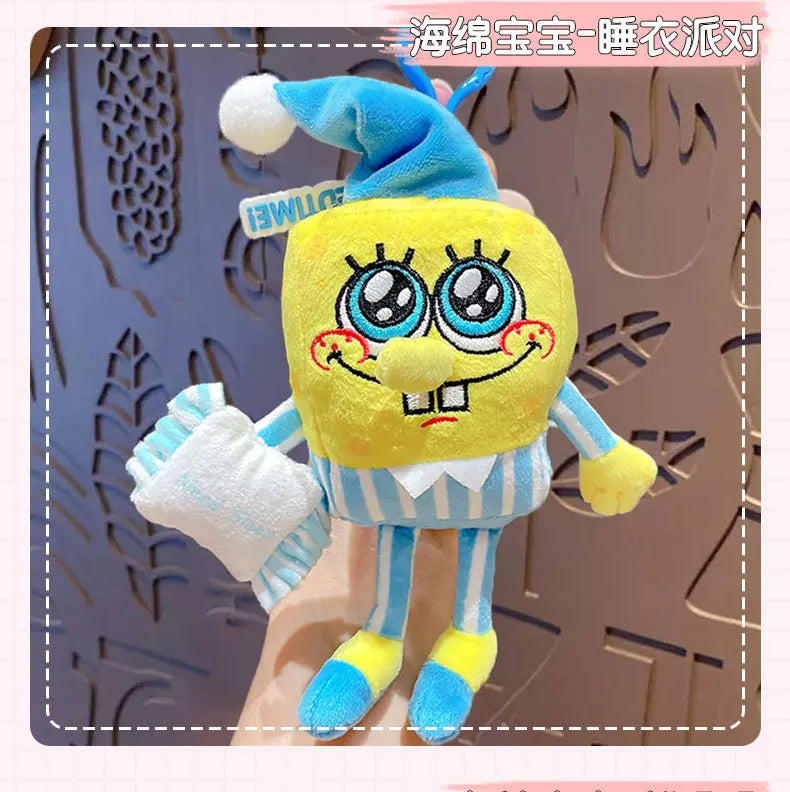 Potdemiel Anime Pink SpongeBob & Patrick Star Kawaii Plush Keychain — Cosplay Stuffed Keyring Gift for Kids