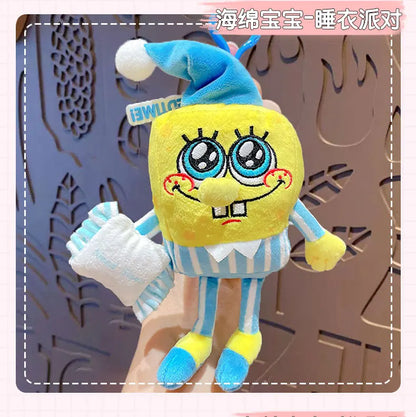 Potdemiel Anime Pink SpongeBob & Patrick Star Kawaii Plush Keychain — Cosplay Stuffed Keyring Gift for Kids
