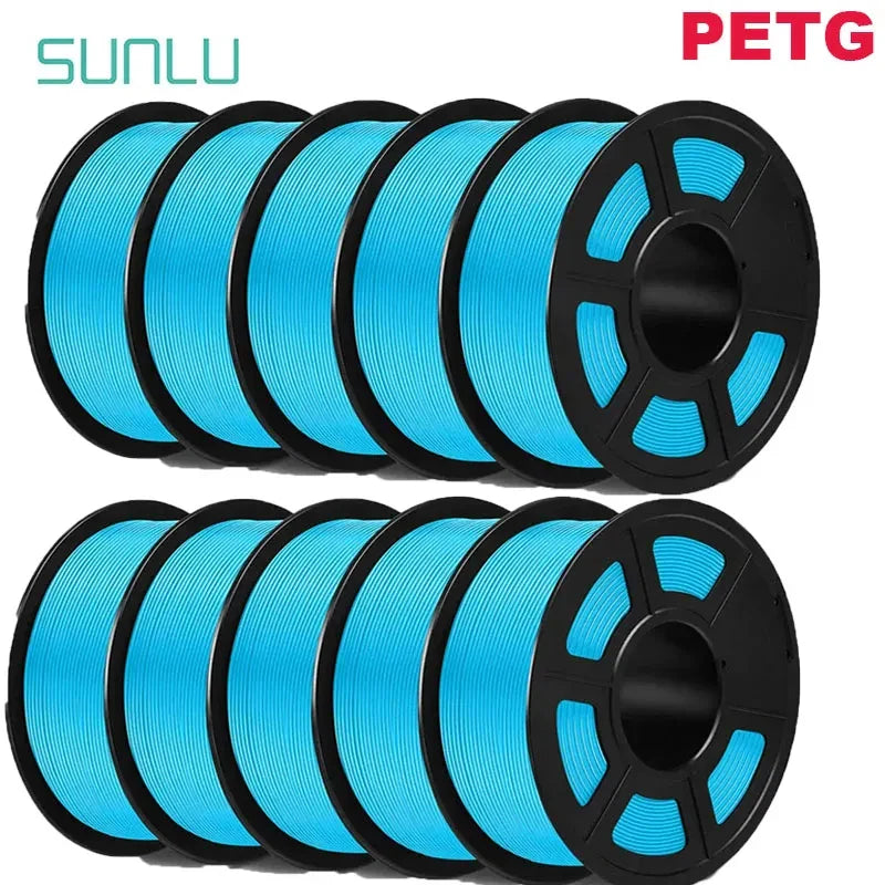 SUNLU PLA/PETG/PLA+ 3D Printer Filament Bundle – 10 Rolls 1KG Each, 1.75mm Neatly Wound Filament for 3D Printing (EU/US)