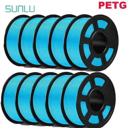 SUNLU PLA/PETG/PLA+ 3D Printer Filament Bundle – 10 Rolls 1KG Each, 1.75mm Neatly Wound Filament for 3D Printing (EU/US)