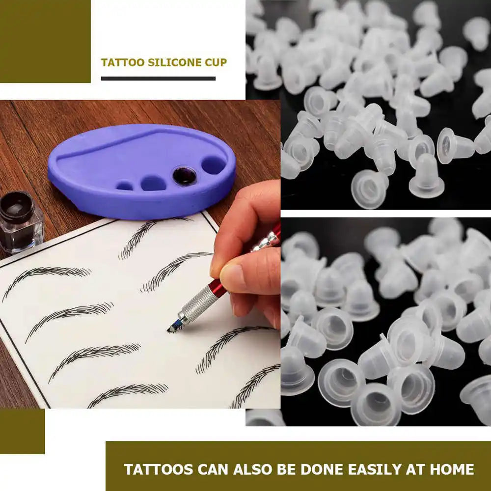 100/500/1000pcs Disposable Silicone Tattoo Ink Cup Caps — Pigment Holder Containers for Tattoo Accessories