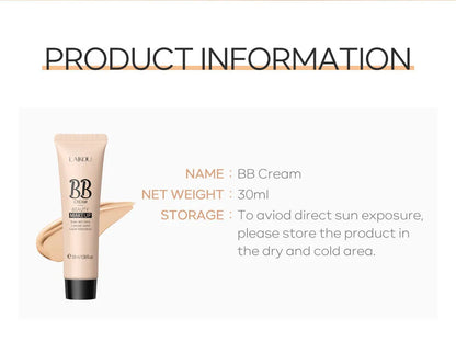 6-Color BB Cream Concealer – 30ml Natural Face Primer & Coverage Foundation