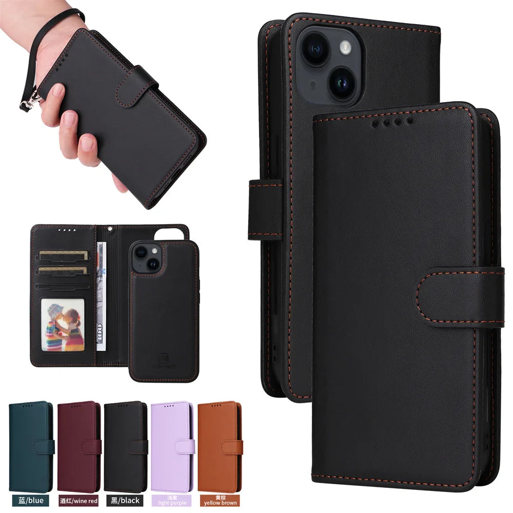 BETOPNICE 2-in-1 Detachable Wallet Case for iPhone 16/15/14/13/12/11/XR/XS Series – Magnetic Clasp Flip Cover with Removable Phone Case