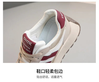 Spring Thick Bottom Women's Shoes – 2024 Summer Casual Patchwork Leather Sneakers, Vulcanized Casual Shoes for Ladies (Chaussure Femme)