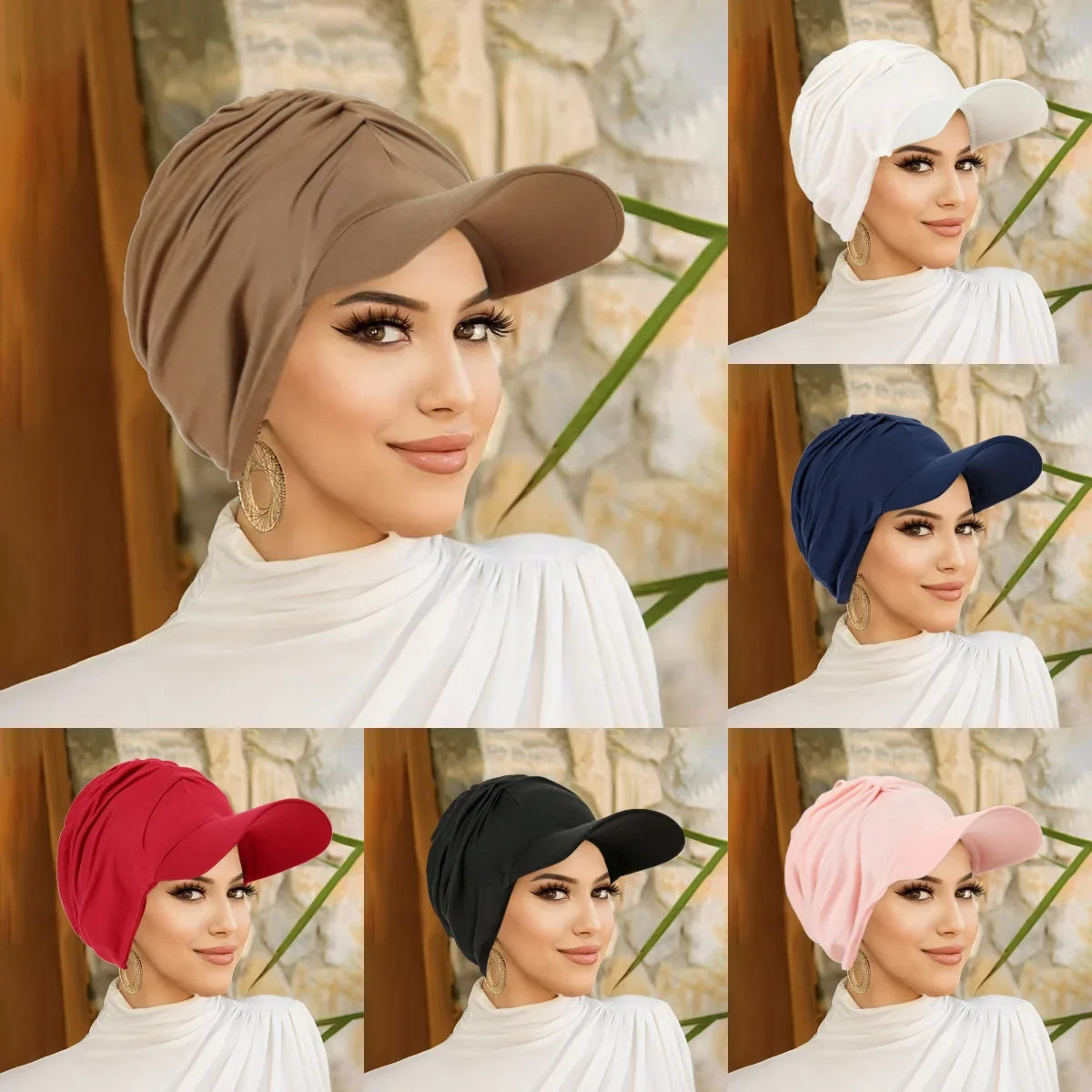 Women’s Wide Brim Headwrap Hat – Multicolor Muslim Turban Cap, Pullover Bonnet Sun Hat for Travel & Hair Loss Fashion