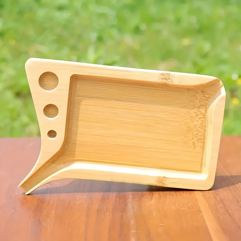 Bamboo Wood Herb & Tobacco Rolling Tray Set – Cleaning Brush, Pre-Roll Smoke Roller, Multipurpose Accessories
