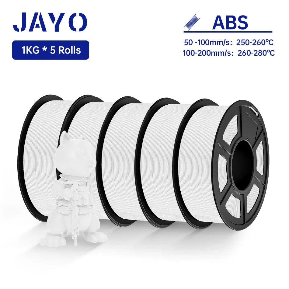 JAYO ABS 3D Printer Filament 1.75mm – High Toughness 1KG/Roll, Available in 1/2/3/5/10 Rolls