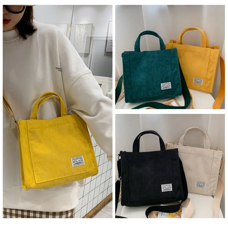Rilibegan Shoulder Bag for Women - New Style Simple Corduroy, Large Capacity, Small Square Handbag, Trendy and Portable