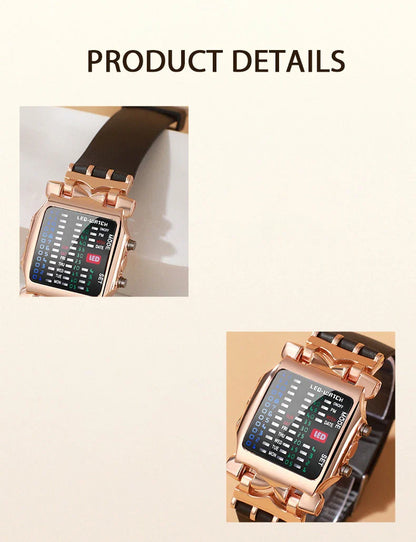 Men’s LED Crab-Style Watch — Creative Luminous Binary Electronic Waterproof Multi-Function Wristwatch