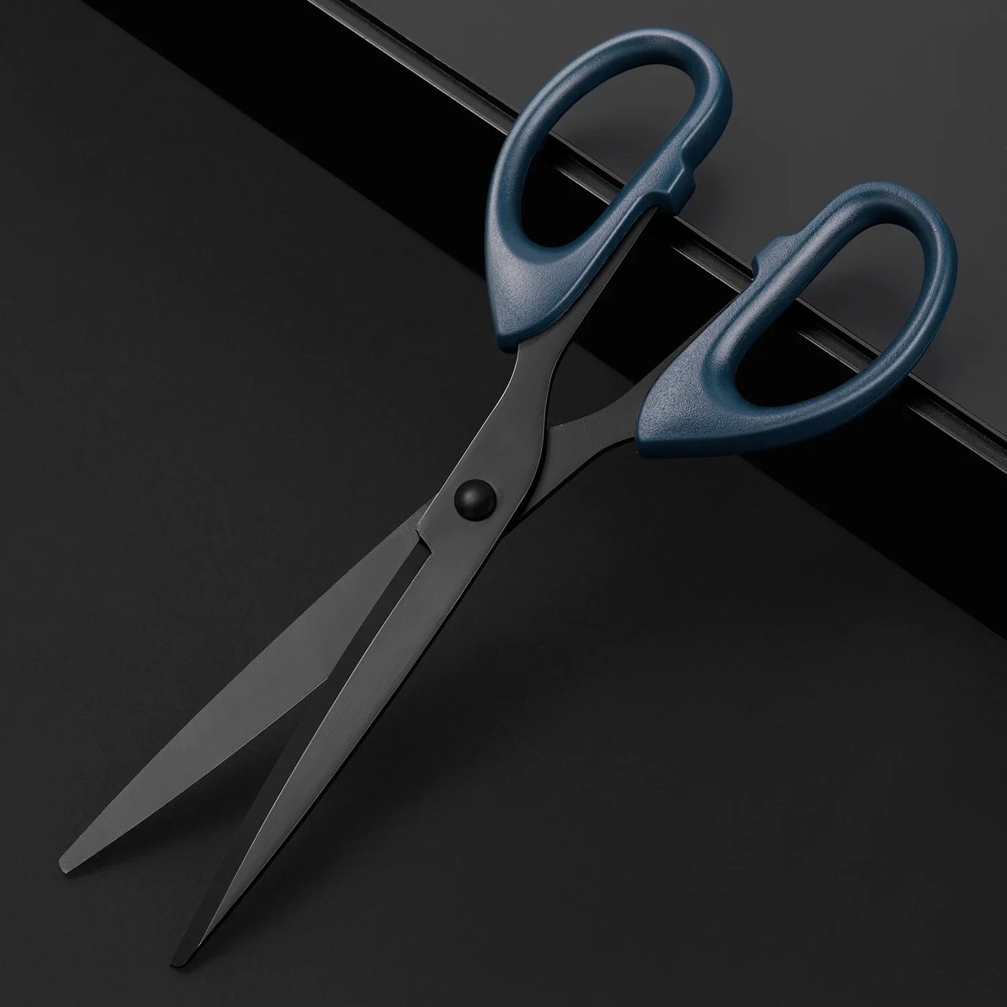 Professional 180mm Office Scissors - Heavy Duty Black Blade Stainless Steel Cutting Tool for Paper, Craft & Workspace Use