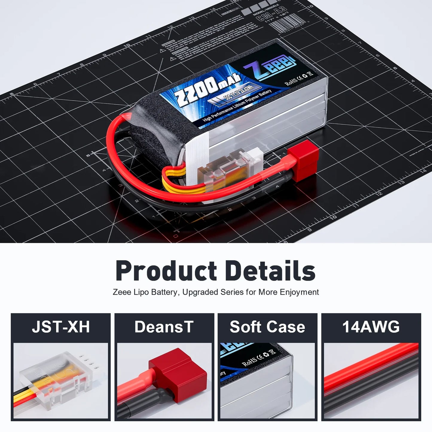 2PCS Zeee 3S 2200mAh 11.1V LiPo Battery – Shorty RC Battery with T/XT60 Plug for Cars, Drones & FPV Models